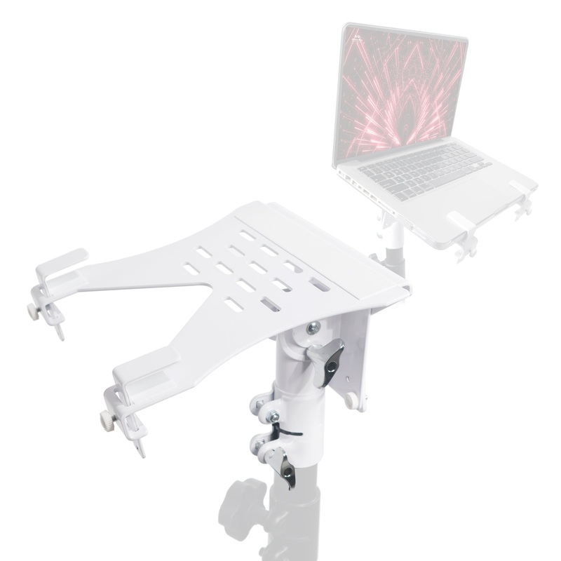 ProX X-LTF01WH Universal Laptop Tray + VESA Monitor Mounting Bracket fits on Speaker Stand 1-3/8″ Pole White