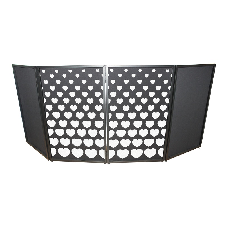 XF-SHEARTSQ1X2 Stepped Hearts Facade Enhancement Scrims – White Hearts on Black | Set of Two