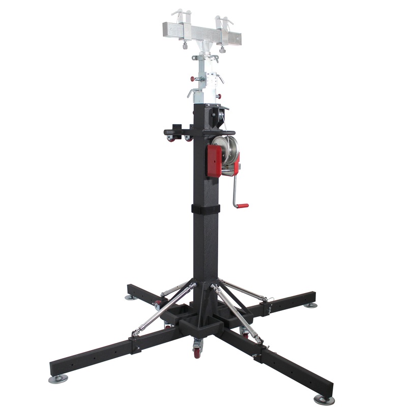 18 Ft Lighting Heavy-Duty Crank Truss Stand 500 Lb. Capacity  with Outriggers Center Load18′ Includes T-Adapter Truss Mount