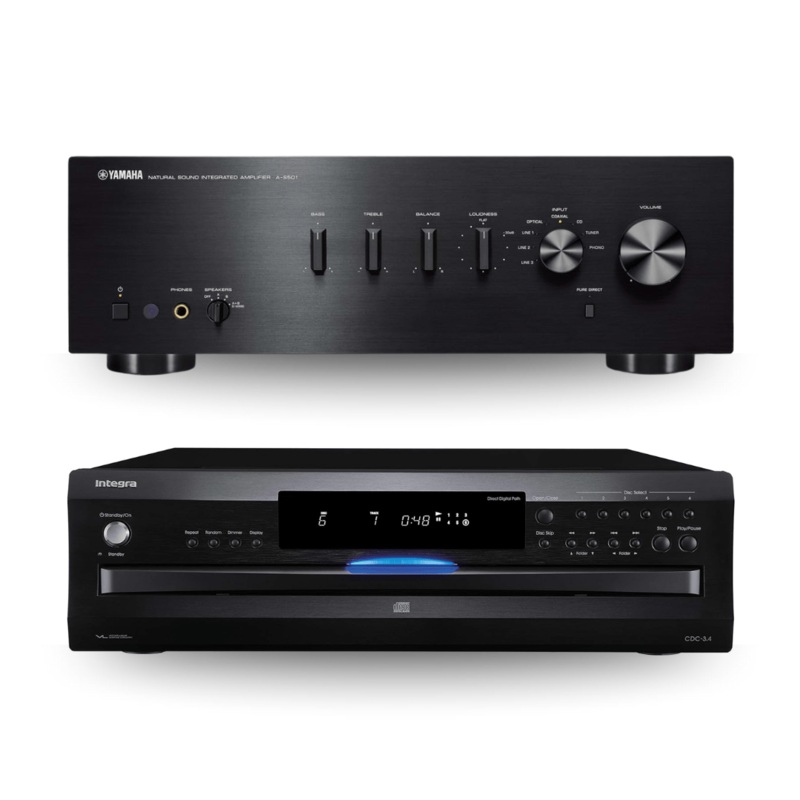 Yamaha A-S501BL Integrated Amplifier & CDC-3.4 6-Disc CD Changer (Bundle)