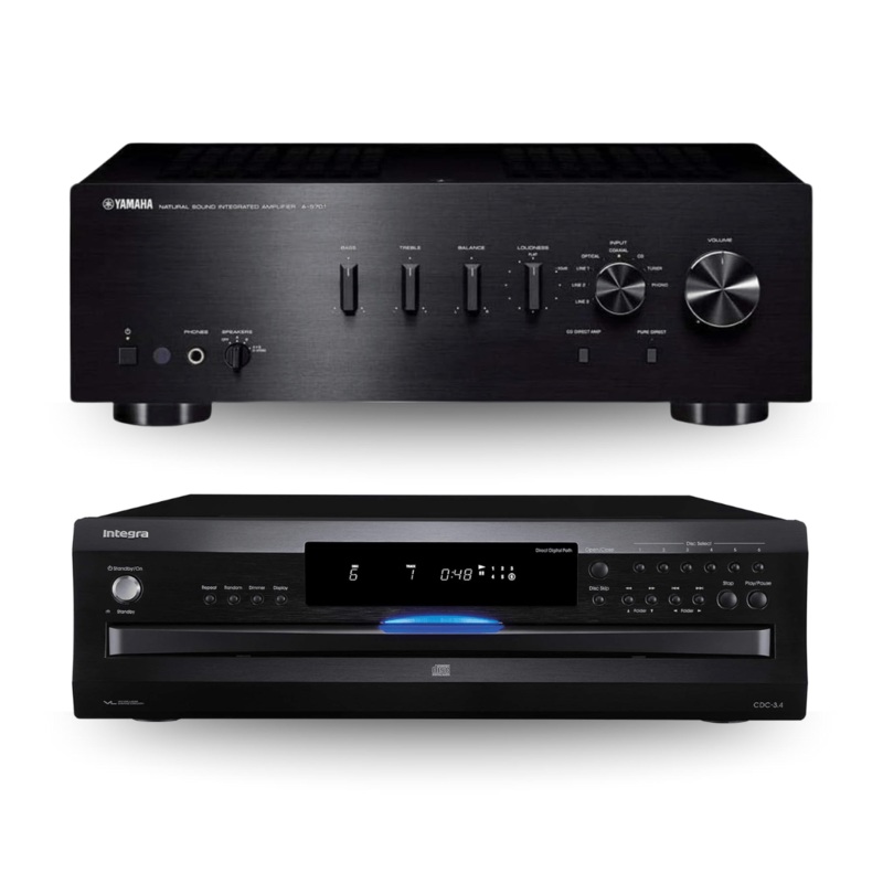 Yamaha A-S701BL Natural Sound Integrated Amplifier & CDC-3.4 Six-Disc CD Changer (Bundle)