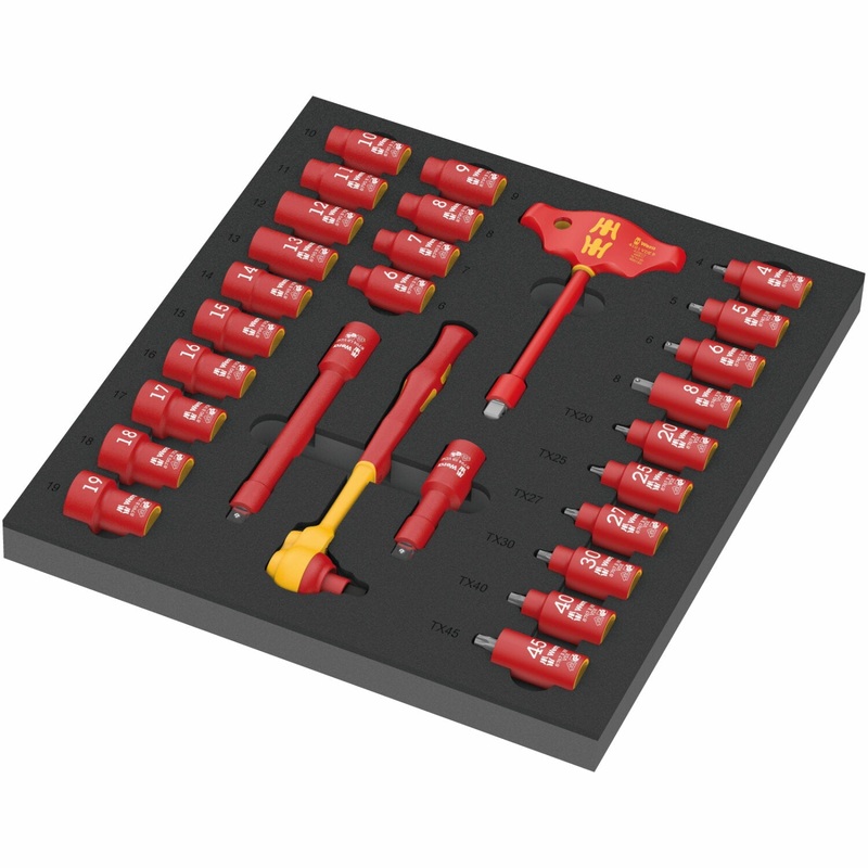 Wera 9726 Foam Insert 8007 B VDE Zyklop VDE Ratchet Set 1, 3/8″, 28 Pc.
