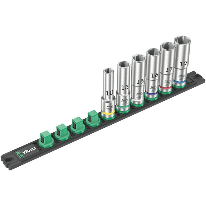 Wera Magnetic socket rail C Deep 1 socket set, 1/2″ drive, 6 pieces
