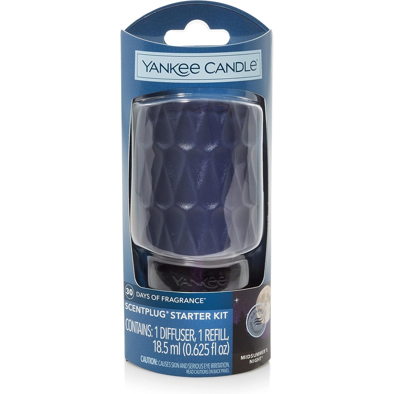 Yankee Candle Blue Organic Pattern ScentPlug Diffuser Starter Pack – MidSummer’s Night Refill