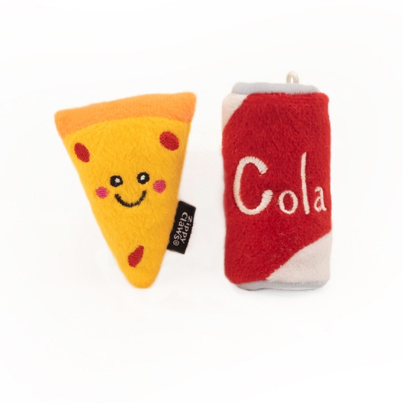 ZIippyClaws NomNoms Pizza & Cola Plush Cat Toys