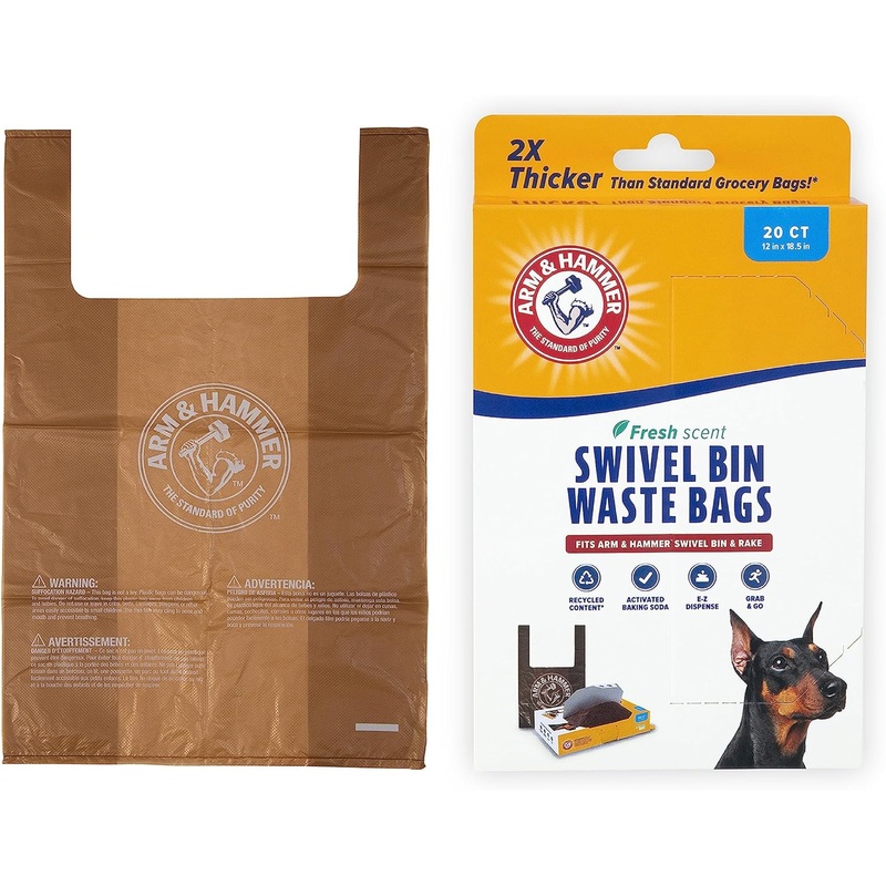 Arm & Hammer Heavy Duty Pet Waste Bags for Swivel Bin & Rake Dog Pooper Scooper – 20 ct.