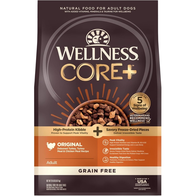 Wellness CORE+ Turkey & Chicken Natural Grain Free Dry Dog Food – 20 lbs.