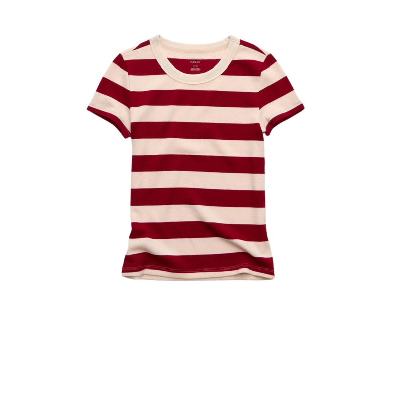 American Eagle Womens AE Waffle Hey Baby Short Sleeve T-Shirt