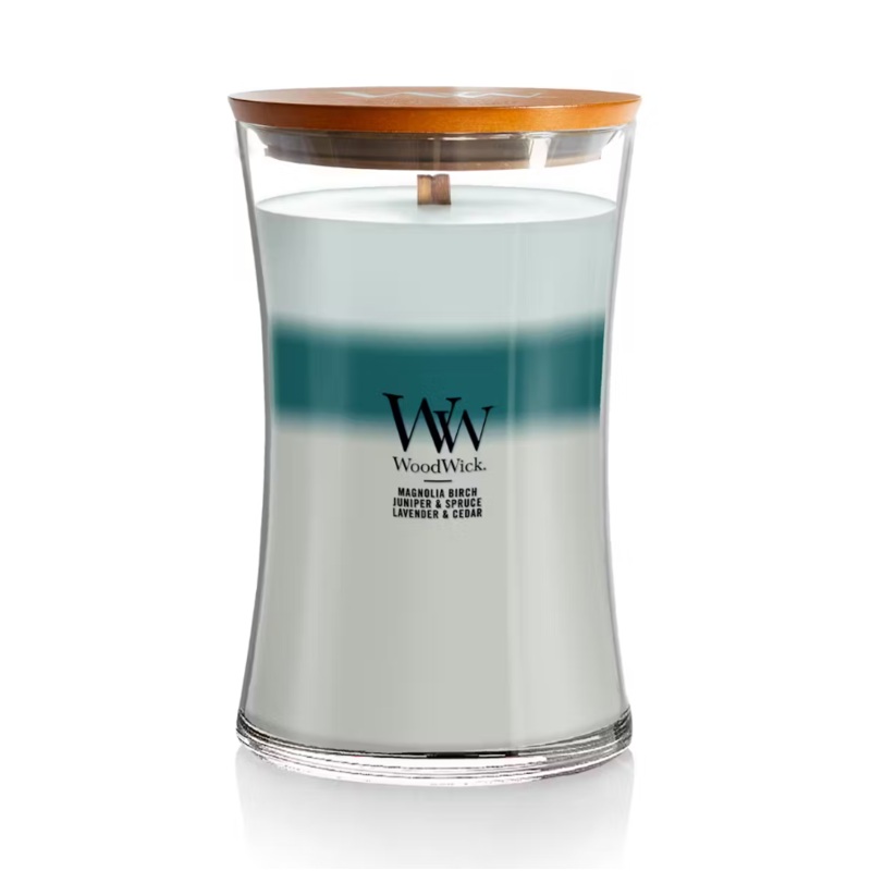 WoodWick Large Trilogy Hourglass Candle – Icy Woodland Trilogy