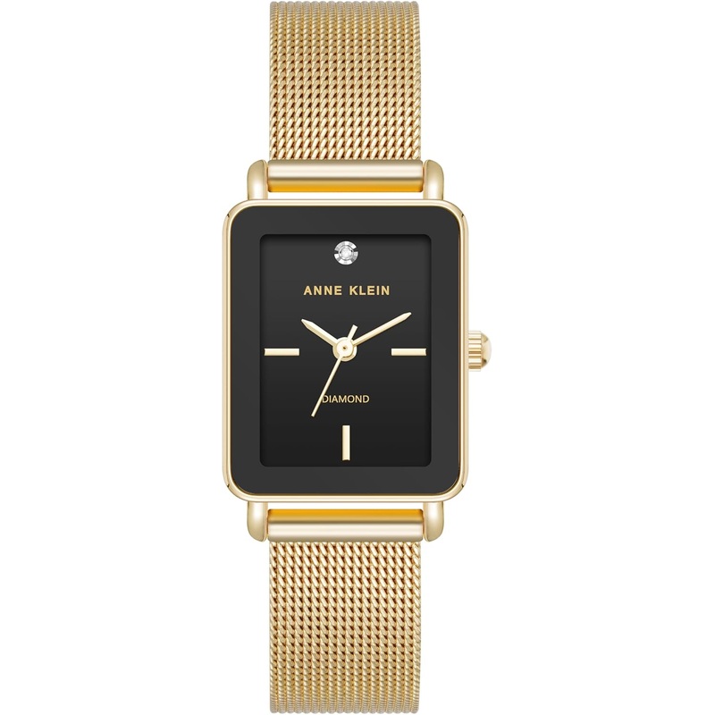 Anne Klein Womens Genuine Diamond Dial Mesh Bracelet Watch