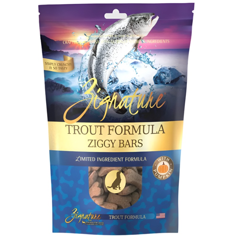 Zignature Trout Formula Ziggy Bars Biscuit Dog Treats – 12 oz.