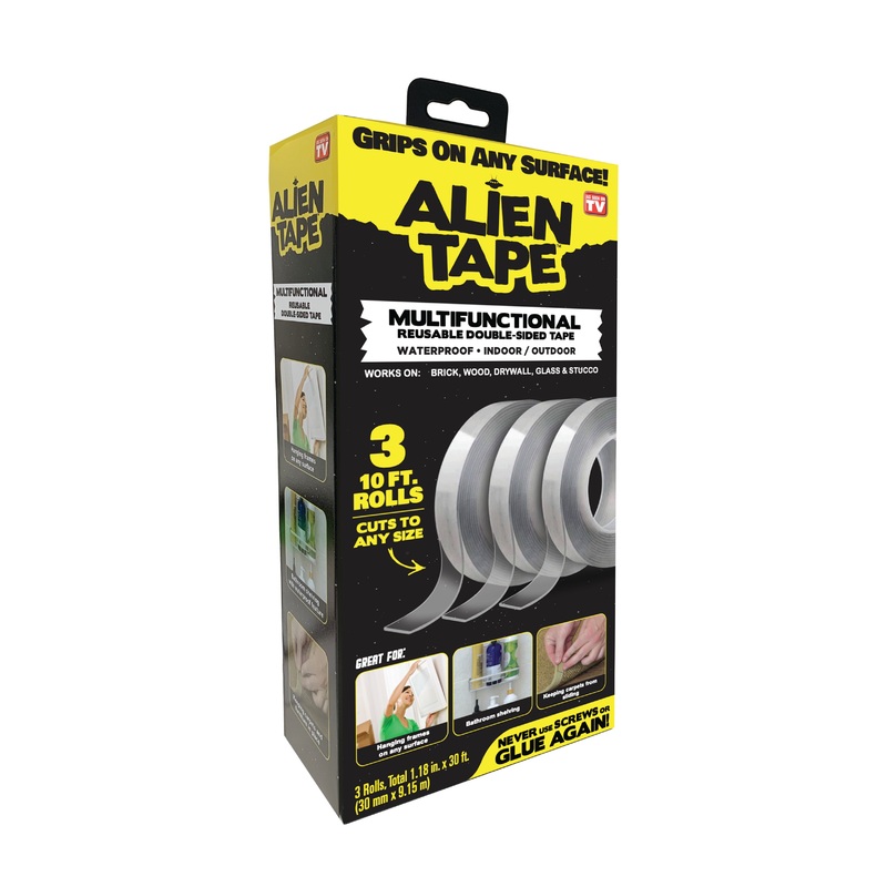 As Seen On TV Alien Tape 10 ft. Multi-Surface Tape Reusable Double-Sided – 3 Pack