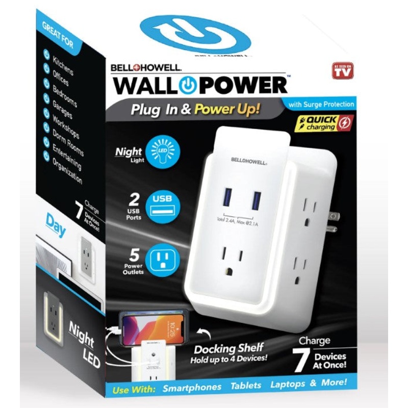 As Seen On Tv Bell + Howell Wall Power Surge Protector