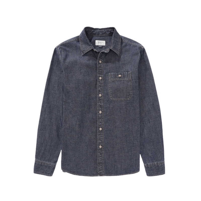 American Eagle Mens AE AE Denim Button-Up Long Sleeve Shirt