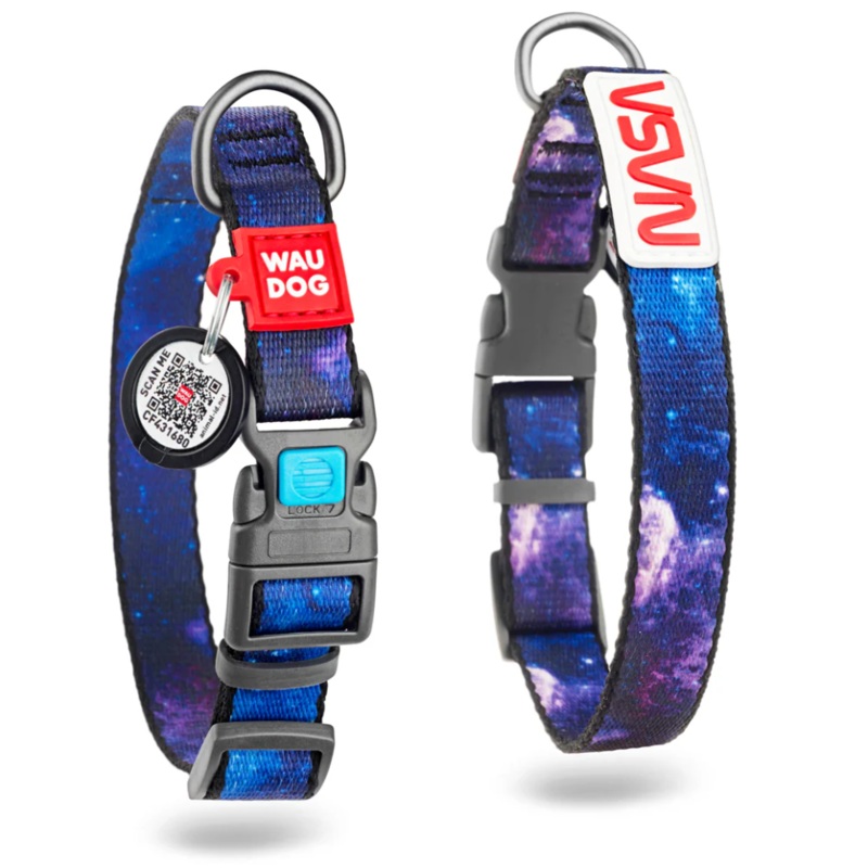 WAUDOG Nylon Dog Collar with QR-Passport – Size Small