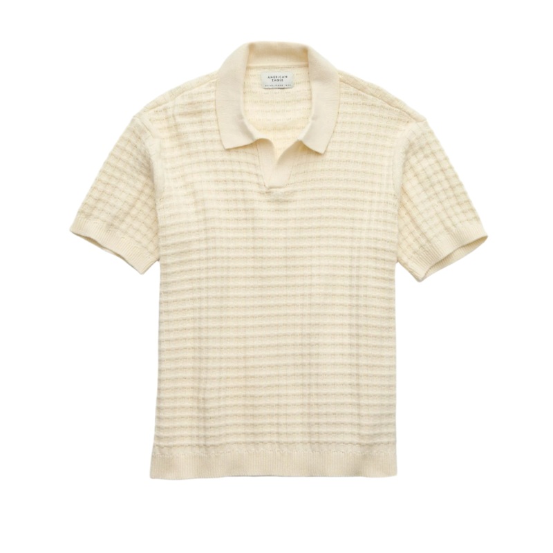 American Eagle Mens AE Weekend Sweater Polo Short Sleeve Shirt
