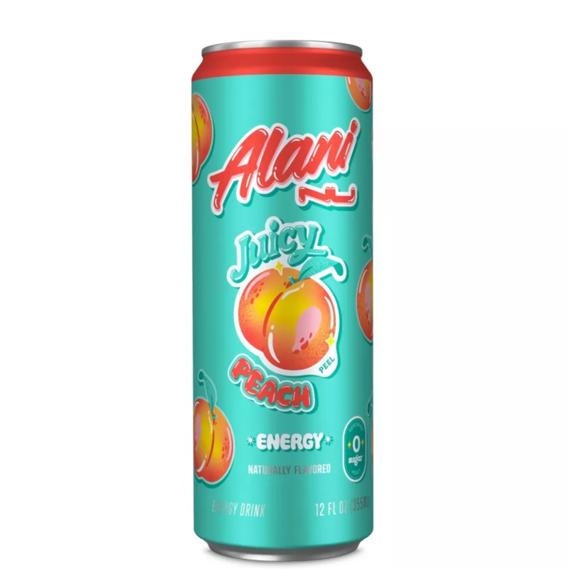 Alani Nu Juicy Peach Energy Drink – 12 fl oz.