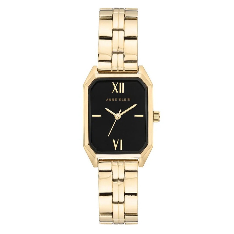 Anne Klein Womens Gold Stainless Steel Black Dial Watch