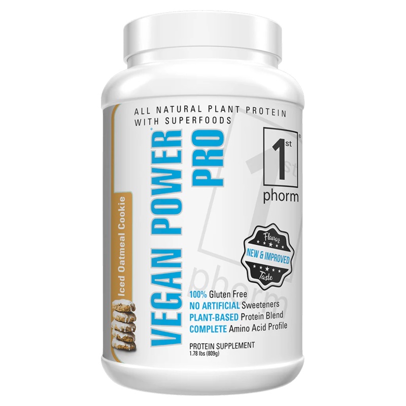 1st Phorm Vegan Power Pro Plant-Based Protein Powder – Iced Oatmeal Cookie – 30 Servings