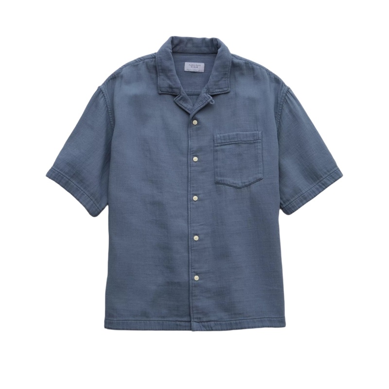 American Eagle Mens AE Poolside Button-Up Short Sleeve Shirt