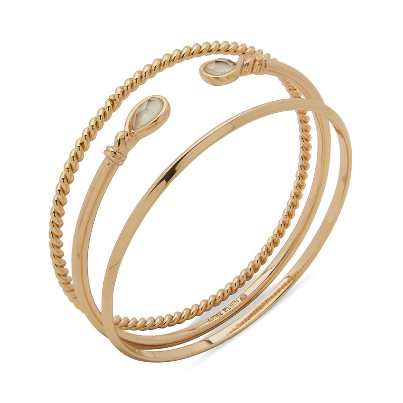 Anne Klein Gold-Plated Bangle Bracelet – 3 Pc