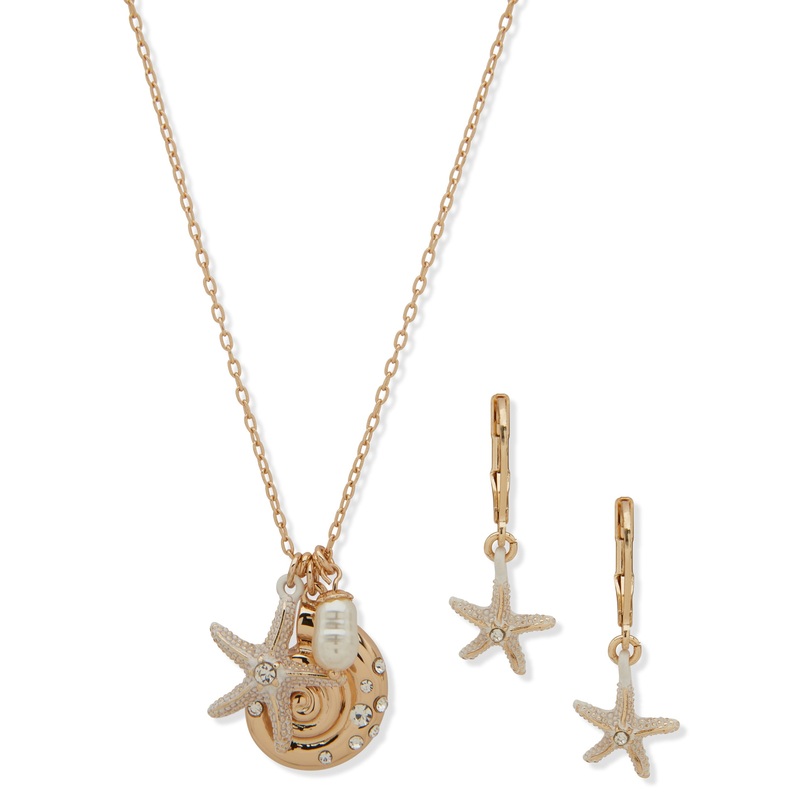 Anne Klein Ocean Charms Necklace & Earrings Set