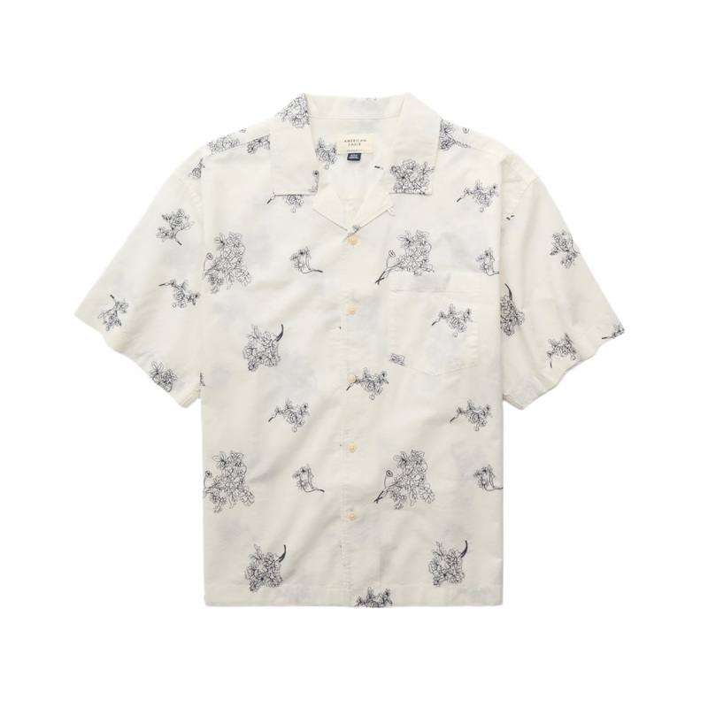 American Eagle Mens AE Everyday Oxford Short Sleeve Button Up Shirt