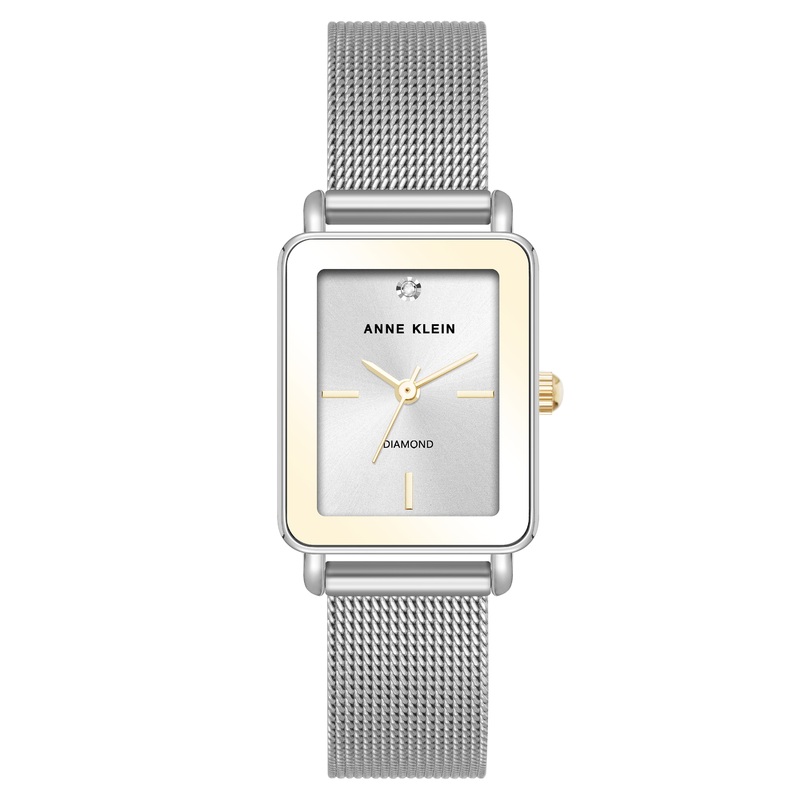 Anne Klein Womens Diamond Dial Mesh Watch