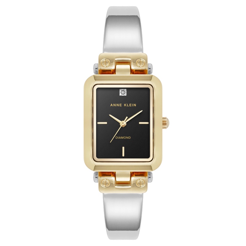 Anne Klein Womens Diamond Dial Two-Tone Bangle Watch