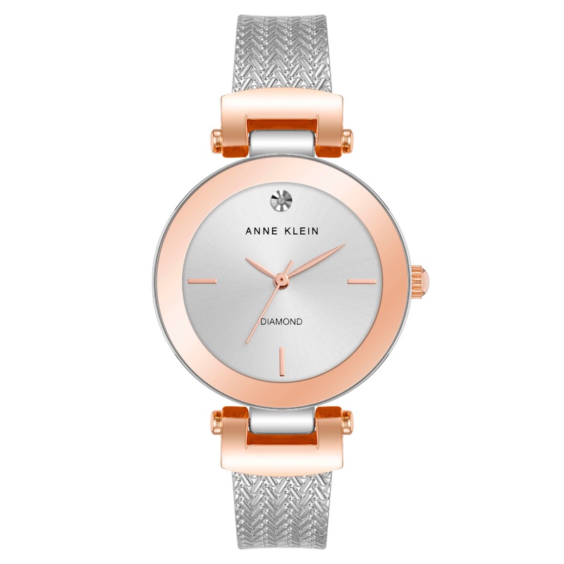 Anne Klein Womens Diamond Dial Two-Tone Bracelet Watch