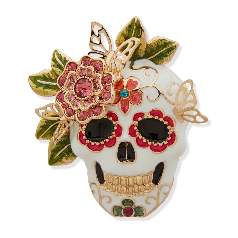 Anne Klein Boxed Day Of The Dead Skull Brooch