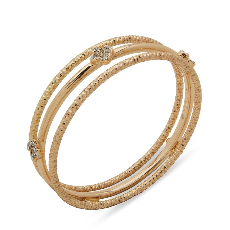 Anne Klein Boxed Gold-Plated Floral Motif Bangle Bracelet