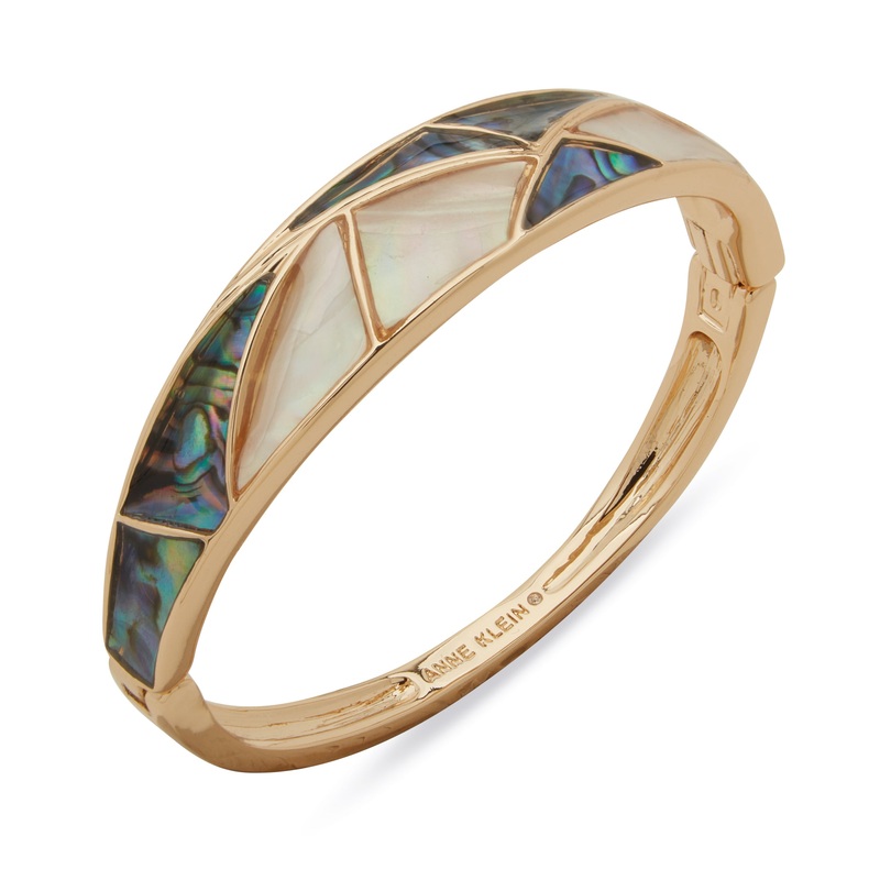 Anne Klein Boxed Gold-Plated Inlayed Hinge Bracelet