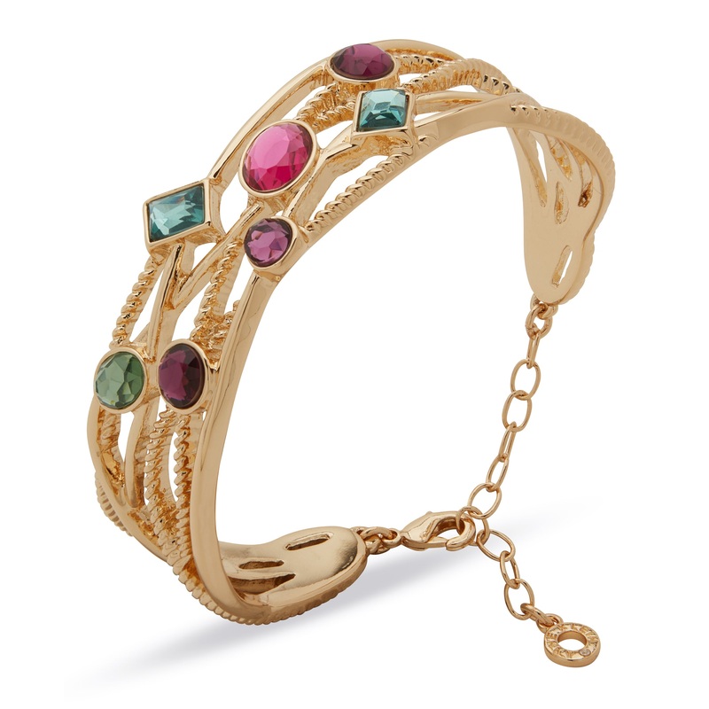 Anne Klein Gold-Tone Multi Row Crystak Cuff Bracelet