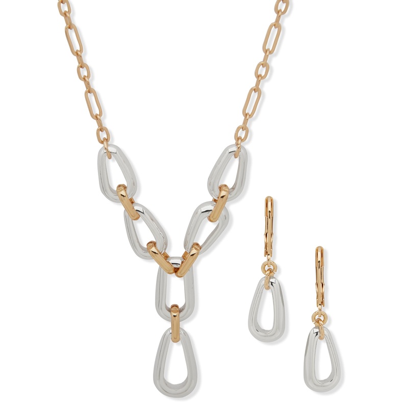 Anne Klein Two-Tone Y-Necklace and Earrings Set