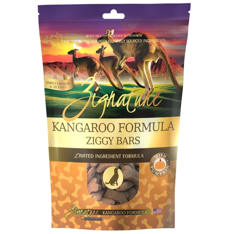 Zignature Kangaroo Formula Ziggy Bars Biscuit Dog Treats – 12 oz.