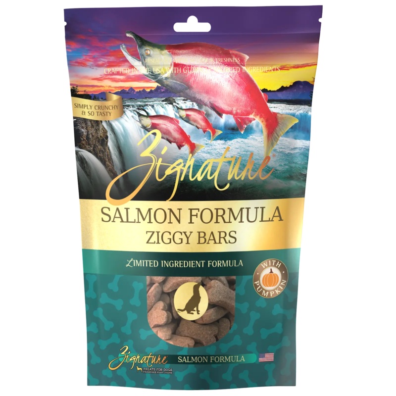 Zignature Salmon Formula Ziggy Bars Biscuit Dog Treats – 12 oz.