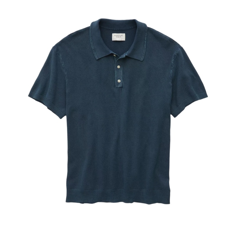 American Eagle Mens AE Weekend Washed Sweater Polo