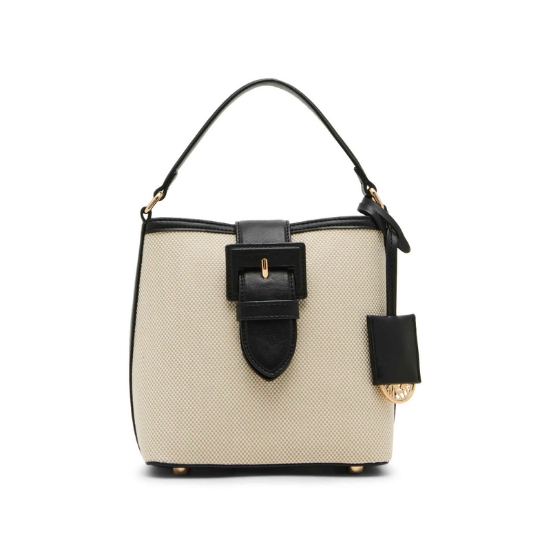 Anne Klein Convertible Small Covered Buckle Canvas Bucket Handbag