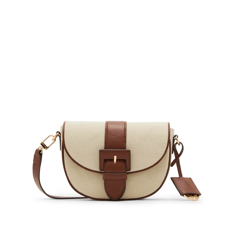 Anne Klein Covered Buckle Canvas Saddle Crossbody Handbag