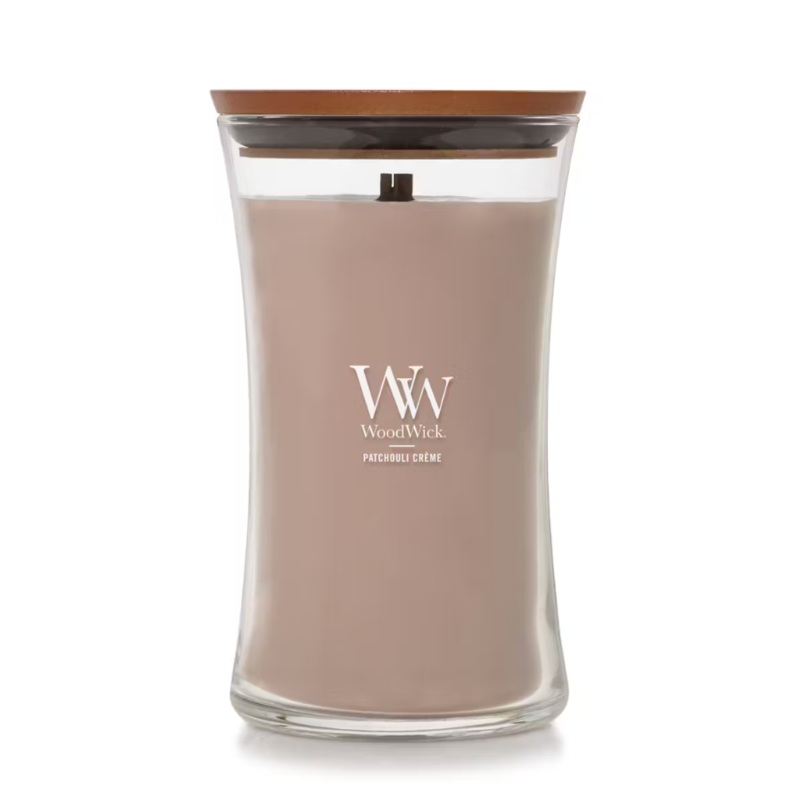 WoodWick Large Hourglass Candle – Patchouli Crme