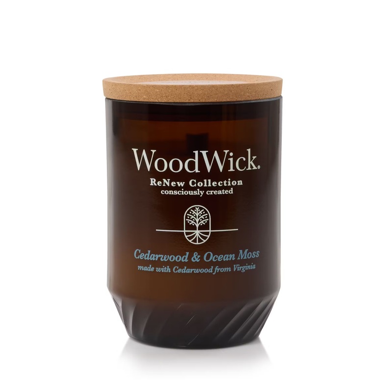 WoodWick Large ReNew Candle – Cedarwood & Ocean Moss
