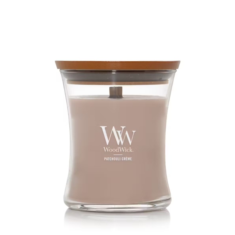 WoodWick Medium Hourglass Candle – Patchouli Crme