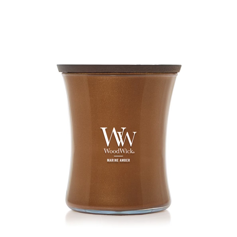 WoodWick Medium Hourglass Precious Metals Candle – Marine Amber