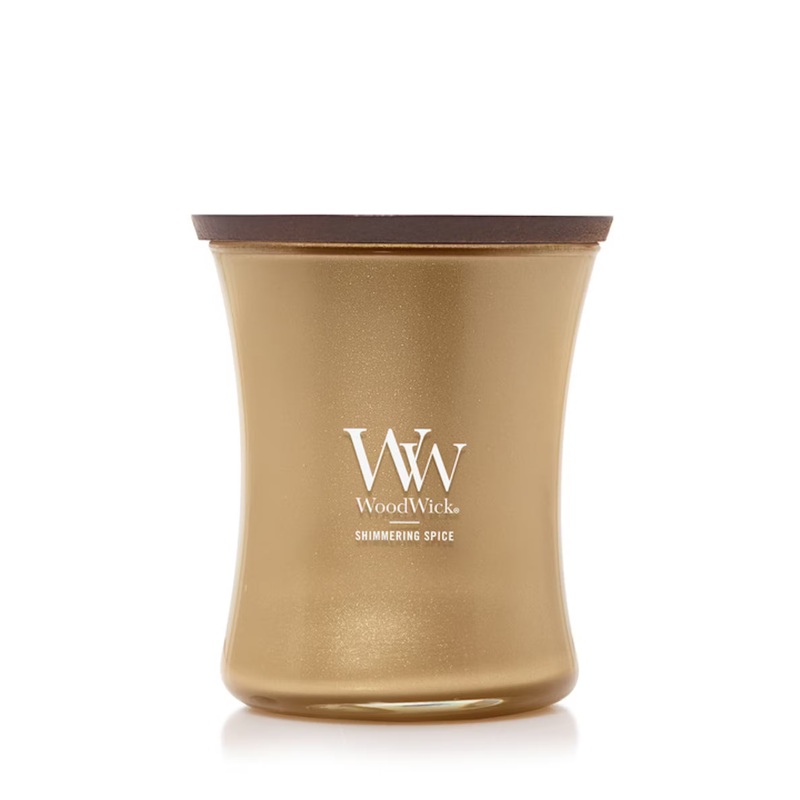 WoodWick Medium Hourglass Precious Metals Candle – Shimmering Spice