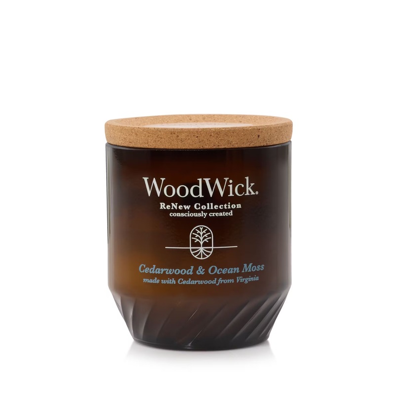 WoodWick Medium ReNew Candle – Cedarwood & Ocean Moss