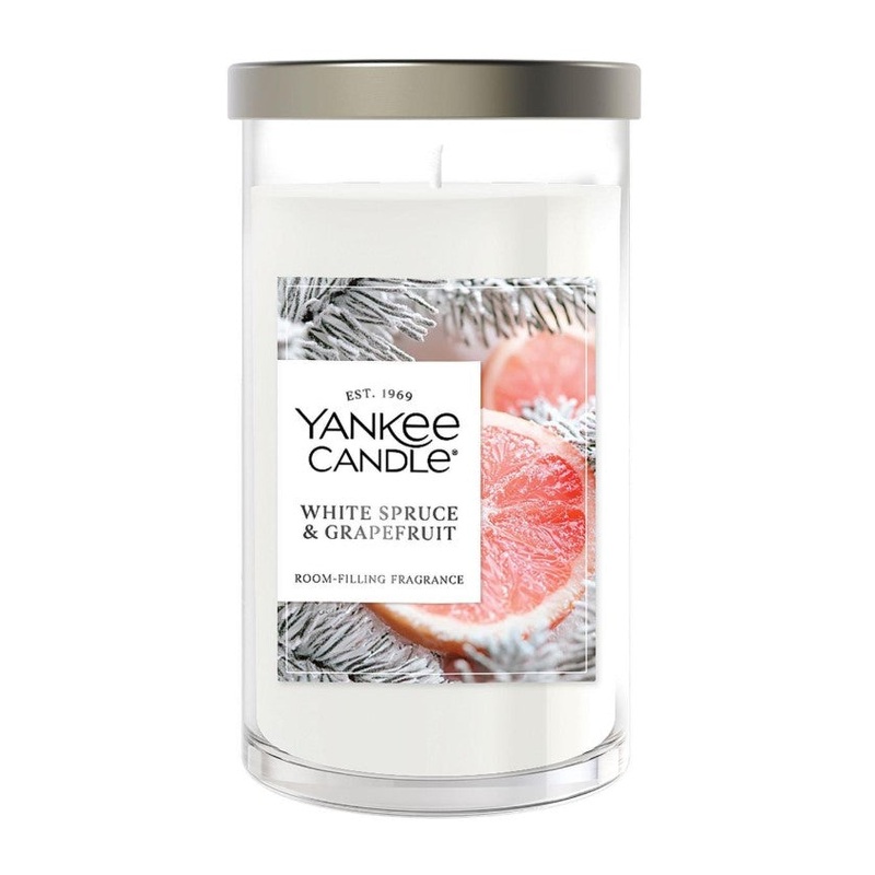 Yankee Candle Signature Medium Pillar Candle – White Spruce & Grapefruit