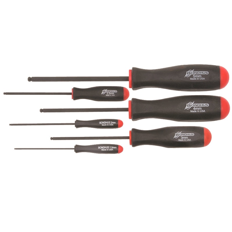 10686, Bondhus 6 Piece Metric Ball End Hex Balldriver Set ~ 1.5mm to 5.0mm