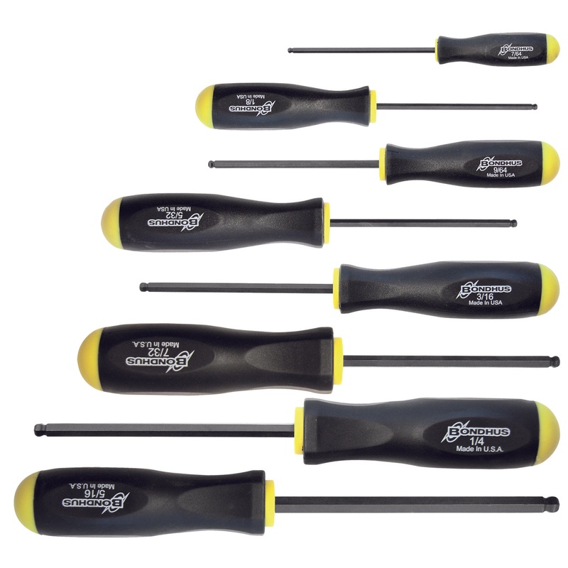 10633, Bondhus 8 Piece Standard Ball End Hex Balldriver Set ~ 7/64″ to 5/16″