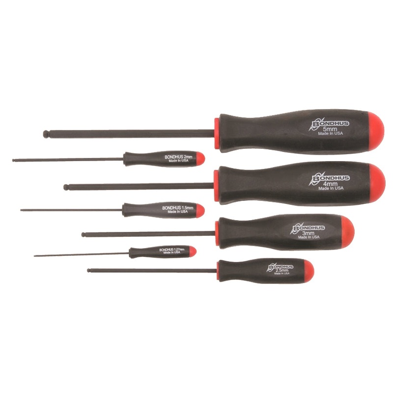 10687, Bondhus 7 Piece Metric Ball End Hex Balldriver Set ~ 1.27mm to 5.0mm